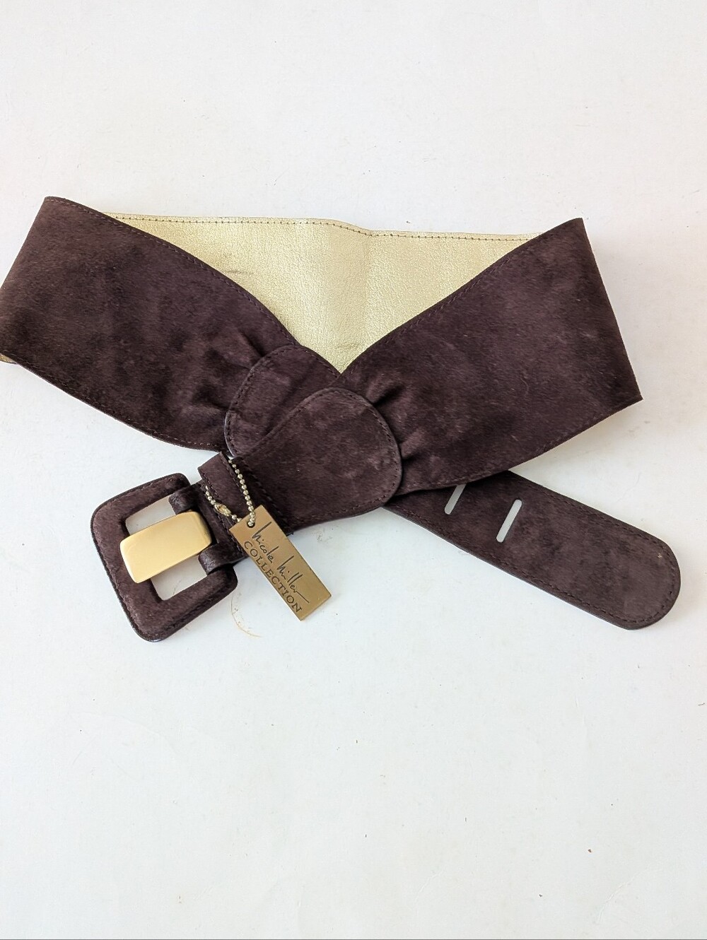 Nicole Miller Collection Suede Genuine Leather women's belt Brown M